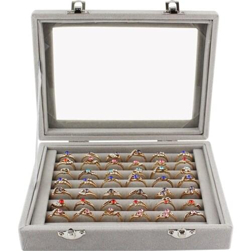 Velvet Sponge Ring Display Box Cardboard Jewelry Storage Case Holder Showcase Ring Jewelry Tray With Lid