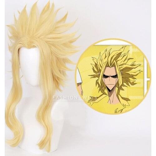 "Boku No Hero Academia" long wig "ALL Might" Cosplay Wig Gold long Wig Cap Halloween Costume play wigs