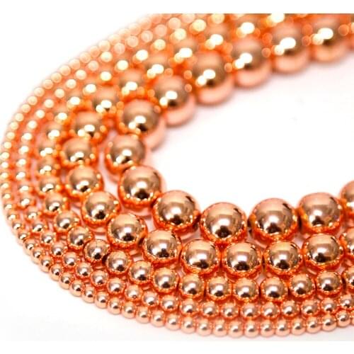 Dia 10mm Rose Gold/Silver Color Stone Beads Natural Stone Hematite Beads Round Beads DIY Necklace Bracelet Jewelry Accessories