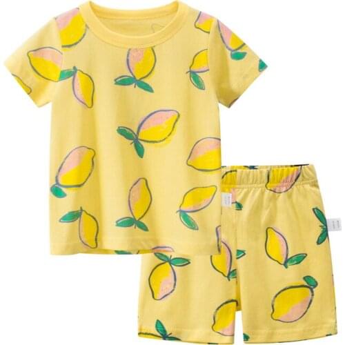 Children Clothing Summer New Children Suit Kids Clothes Girlsupper Outer Garment Baby Printing Strawberry Two-Piece Suit 2021