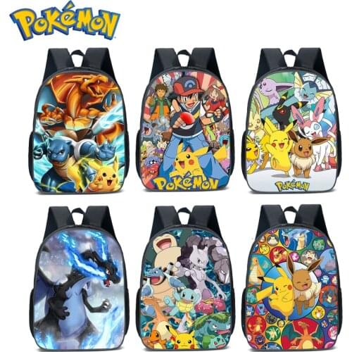 Pokemon Backpack Children School Bags Pikachu Anime Cartoon Teenager Backpacks with Pencil Case Suit Student Book Bag