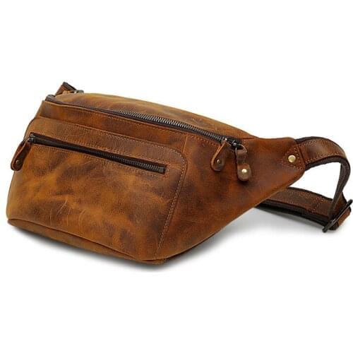 Mens British Crossbody Bag Retro Style Simple Messenger Travel Shoulder Bags Crazy Horse Men Mobile Phone Leather Bag Handbags