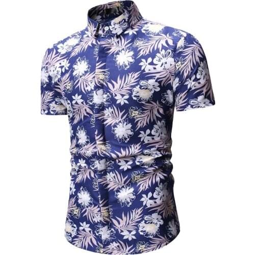 Beach Hawaiian Shirt 2019 Summer Printed Men Shirt Short Sleeve Floral Shirt Holiday Mens Shirts Casual Slim Fit Camisa Hombre