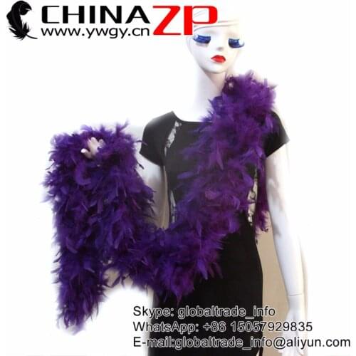 CHINAZP Factory 10yards/lot Cheap Wholesale 80G Dyed Purple Fluffy Turkey Chandelle Feather Boas and Scarfs