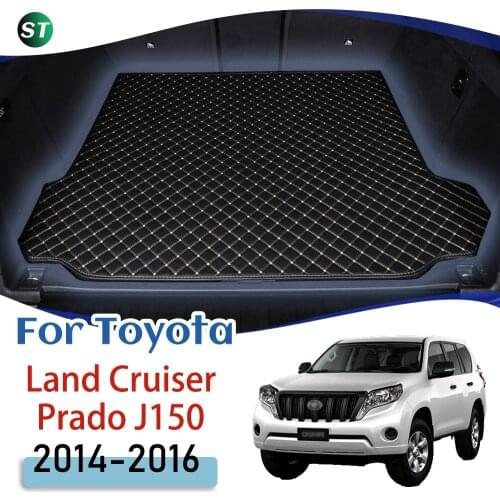For Toyota Prado J150 2014-2016 5-seats Custom Leather Car Trunk Mats Rear Trunk Floor Mat Tray Carpet Cargo Liner Accessories