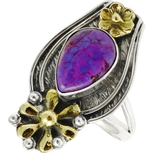 Lovegem Genuine Purple Corper Turquoise RING 925 Sterling Silver,Size:9, AR2753AA