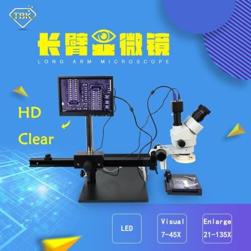 BGA Microscope Best Multi-function Long Arm Move Electronic Digital Display 7-45x Zoom Operating CPU Maintenance Tools TBK 45L