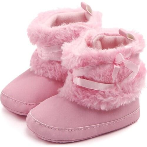 Soft Cotton Baby Boots Winter Cute Bowknot Snow Boots Baby Winter Booties Shoes Anti Slip Newborn Toddler Boy Girl First Walkers