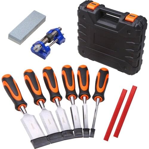 Wood Chisel Set 10pcs Chisel Masonry Carving Tool Flat Chisel Carpentry Set Plastic Fiber Handle Carpenter Woodworking Tool Set