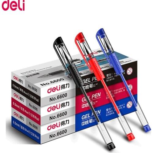 Deli 6pcs Gel Pen Set 0.5mm school Office Writing Pens Black Ink Stationery Pen School Supplies Creative High quality Normal Gel