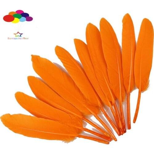 Natural Goose Feather orange 4-6 Inch /10-15 cm 100 pcs DIY Carnival feathers for costume headress mask Crafts home