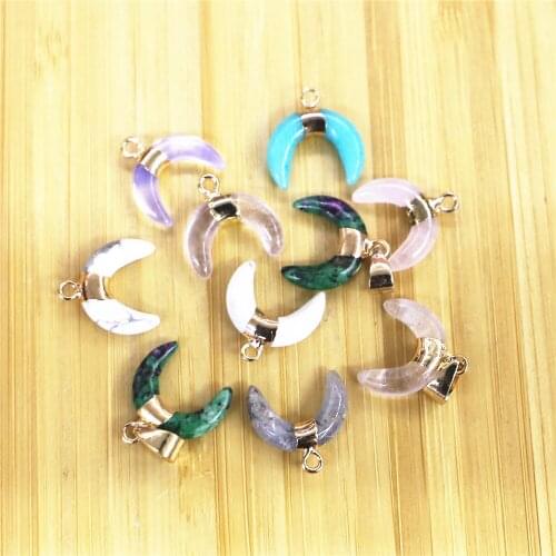 Natural Moon Horn Shaped Semi-precious Stones 10x16mm Pendants Charms for Jewelry Making DIY Necklace Earrings Accessories