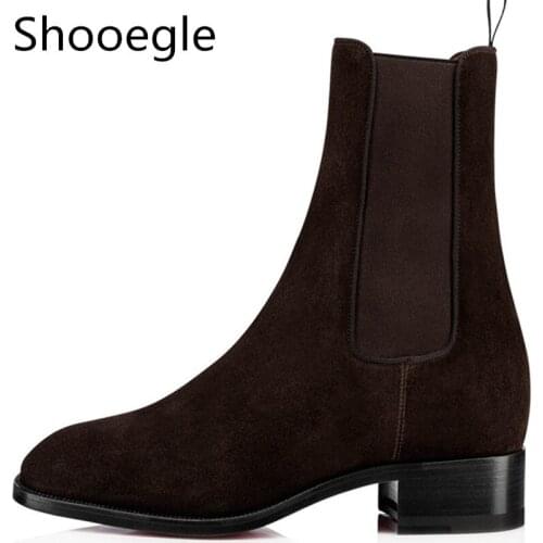 Autumn Winter Suede Leather Men Ankle Casual Boots Slip On Low Top Men Boots Male Short Casual Shoes British Style Boots