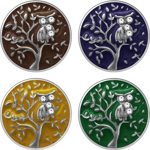 New Beauty Tree Owl 18mm rhinestone Colorful snap buttons fit 18mm snap necklace jewelry wholesale KZ3426 Gift