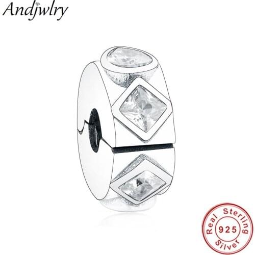 Fit Original Pandora Charms Bracelets 925 Silver Clear Clip Charm Beads DIY Jewelry Women 925 Silver Berloque