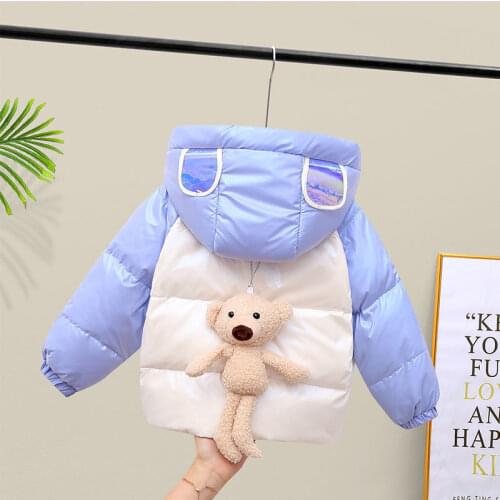 1-6 years old children cute bear down jacket girls winter new gifts sequined ear hats men and women baby thickened soft jacket