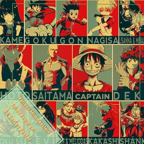 Various classic anime sets retro Poster Kraft Paper Vintage Posters Home Room Art Wall Stickers