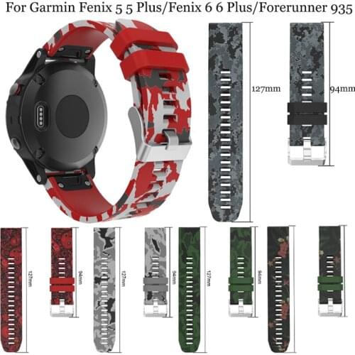 22mm silicone printing outdoor sport strap with quick adjustment for Garmin Fenix 5 5 plus /6 6 plus Forerunner 935 strap