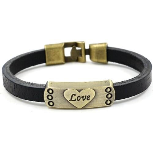 Love Letter Charm Leather Bracelets For Women Fashion Crystal Ladies Men Boho Multilayer Wide Wrap Bracelet Female Jewelry