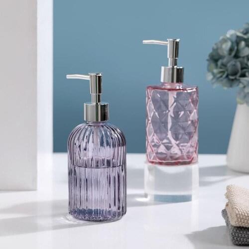Press Type Glass Hand Sanitizer Soap Dispenser Bathroom Shampoo Liquid Hand Soap Bottle With Stainless Steel Pump