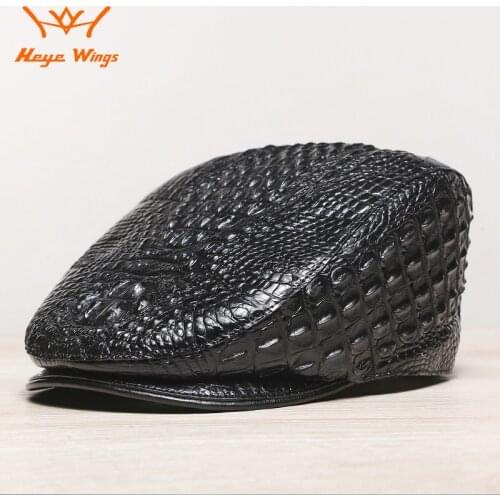 High-end crocodile leather hat classic beret mens Golf cap
