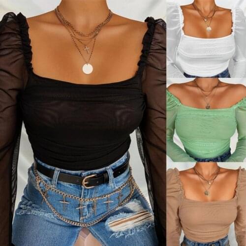 Женские прозрачные рубашки WALKSO China At AliExpress