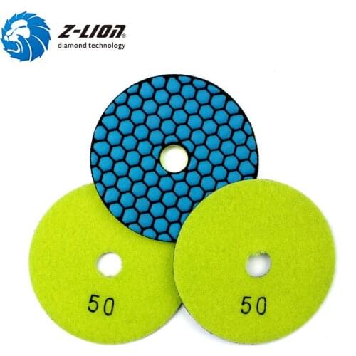 Z-LION 4 Inch 3pcs Diamond Dry Polishing Pads Dia100mm Marble Granite Grinding Sanding Disc Aggressive Polishing Wheel
