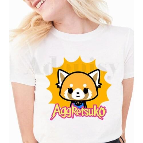 Aggretsuko Aggressive Retsuko Death Metal Women T Shirt Harajuku Female Short Sleeve T-shirt Summer Tshirt Clothes