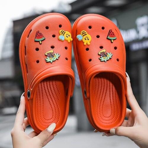 Orange Women Slippers Summer Clogs for Women Garden Lightweight Soft Bottom Cute Sandals EVA Fruit Pattern Casual Women Slides