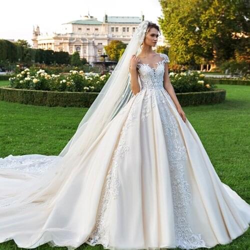 ETHEL ROLYN Princess Wedding Dresses 2021 A-Line Robe De Mariee Luxury Bride Dress Beading Short Lace Appliques Bridal Gowns
