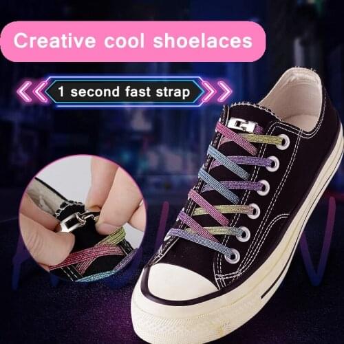1Pair Elastic Locking Shoelaces Cross buckle Candy Flats No Tie Shoelace Quick Sneakers Locking Shoe laces Kids Adult Shoelaces