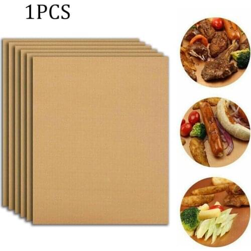 1Pcs Bbq Grill Mat Copper Non-Stick Barbecue Baking Liners Reusable Cooking Sheets Ptfe Bakeware Sheet Easy To Clean Supplies