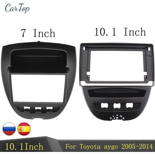 10.1 Inch 2 Din Car Radio Fascia For Toyota Aygo Citroen C1 Peugeot 107 2005-2014 Fascia Dash Kit DVD Radio Panel Stereo Cover