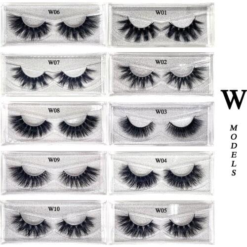 21mm False Eyelashes W type Makeup Natural Fluffy Thick Lashes Eyelash Brushes Handmade Thick and long Bright black Mink