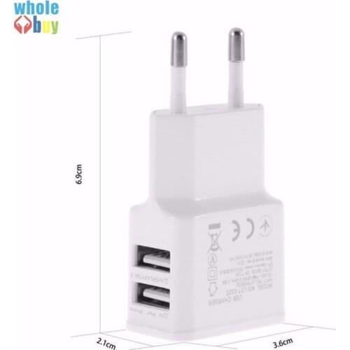 300pcs New White Universal 2A EU/US Plug 2 Dual Port USB Wall Charger Adapter For Samsung Galaxy S4 S3 Note 2 3 iPhone 4 5