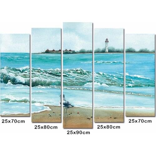 5pcs diamond embroidery sea green blue beach Seagull 5d diamond Painting,City night scene diamond cross stitch wall stickers