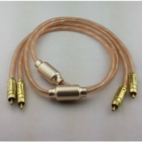 One pair Audiophile Audio cables silver plated pure copper RCA Interconnect cable 1M