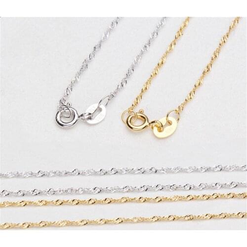 925 Sterling Silver Water wave chain 40/45cm Chain Charm for Diy Jewelry Making Finding Pendant Necklace Accessories Supplier