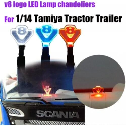 V8 logo decorative led lamp chandeliers for tamiya 1/14th scale rc scania 56352 620 MAN TGX BEENZ 1851 tractor trailer truck