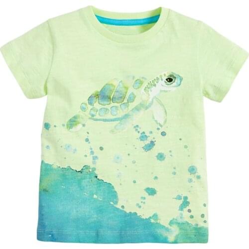 Little Maven Children 2021 Summer Baby Boy Clothes Turtle Print Tee Tops Brand Cotton Green toddler T Shirt for Kids 2-7 Years