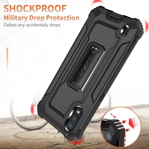 For Samsung Galaxy A01 Built-in Kickstand Slim Armor PC TPU 2 in 1 Hybrid Shockproof Drop Protection Cover Case