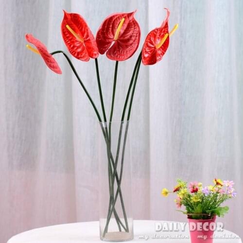 5pcs 72cm 28'' Anthurium Green Anthurium Flowers Indoor Green Plants Balcony Office Desktop Artificial Flowers Home Decor