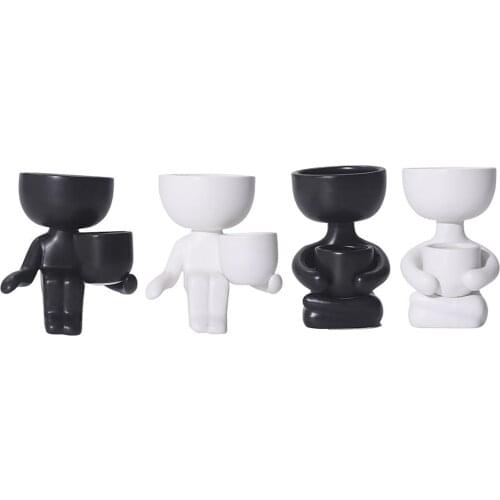 Ceramic Succulent Pot Creative Human Shaped Flower Pots Mini Plant Planters