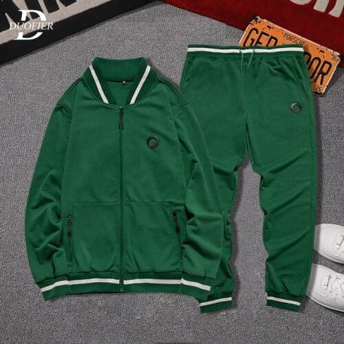 New Men Set Spring Autumn Mens Casual Jogging Tracksuit Jacket+Pant 2 Piece Sets Sportswear Solid Zipper Sports Suit Clothing