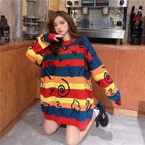 Make firm offers bigger sizes in the womens clothing design personalized graffiti long sleeve head loose long outside the sweat