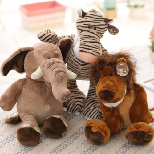 35cm Forest Series Stuffed Small Animals Lion King Tiger Elephant And Monkey Plush Doll Children Toys For Boy Halloween Gifts