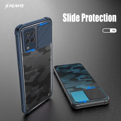 Rzants for Samsung Galaxy A12 Galaxy M12 Case Soft [Camouflage Lens] Lens Protection Shockproof Slim Half Clear Slim Cover