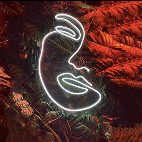 Custom Face Neon Sign Light Flex Transparent LED Wall Hanging Acrylic Cool Decor Indoor for Girls Home Room Bedroom Teenager