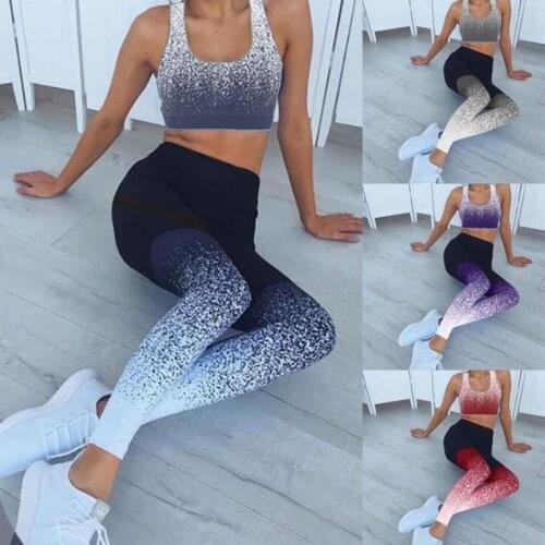 2021 New Fashion Gradient Star Digital Print Stretch Yoga Hip High Waist Pant Sports Underwear Set