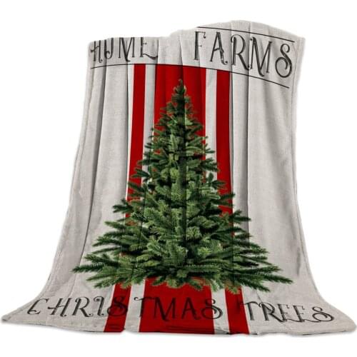 Farm House Christmas Tree Throw Blanket Warm Microfiber Blanket Bedroom Sofa Supplies Blankets for Beds